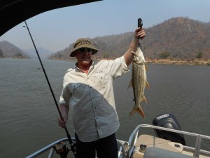 Fishing on Zambezi river for tiger fish and catfish
